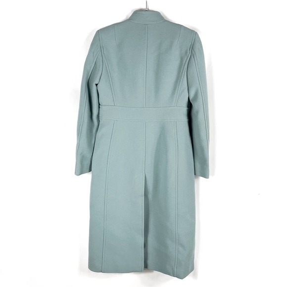SOLD-J Crew Classic Coat Robins Egg Blue Wool Blend Long Line Hidden Button Sz 4 - Picture 5 of 7